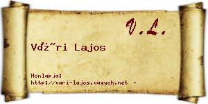 Vári Lajos névjegykártya